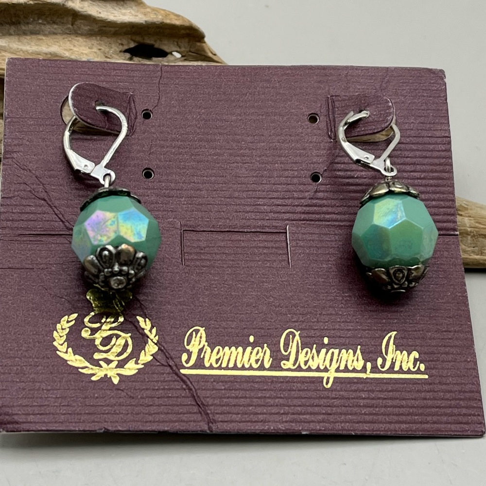 Premier Designs Teal and Silver Earrings